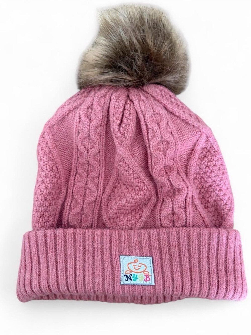 6-18 months warm winter hat little girls pink pom pom knit